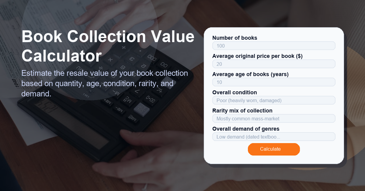 Estimate the resale value of your book collection based on quantity, age, condition, rarity, and demand.